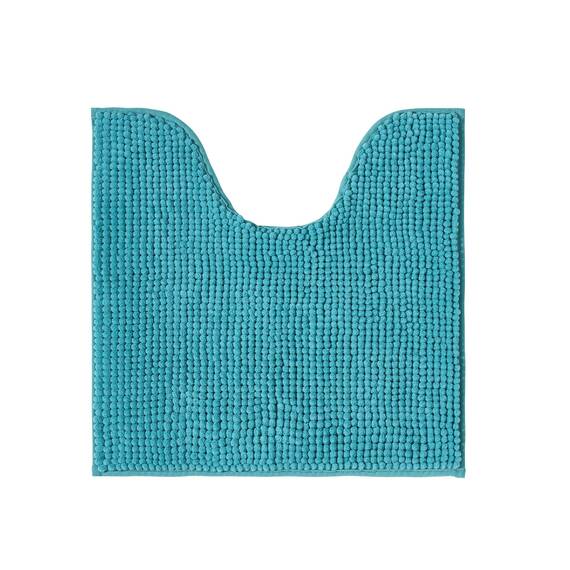 Decomira Badematte rutschfest WC Vorleger mit Ausschnitt | Als Badteppich Set kombinierbar | Chenille Badezimmer-Teppich Bad-Vorleger waschbar | Für freistehende Toiletten | Petrol Türkis - 45x45 cm