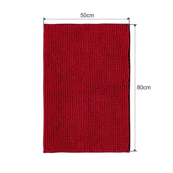 Decomira Badematte rutschfest | Als Badteppich Set kombinierbar | Badezimmer-Teppich Bad-Vorleger waschbar aus Chenille | Duschvorleger für Dusche, Badewannen, WC Deko | Rot - 50x80 cm (2stk)