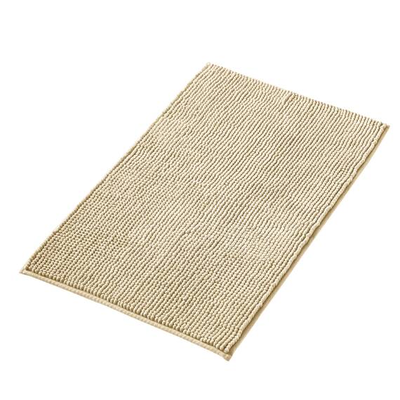 Decomira Badematte rutschfest | Als Badteppich Set kombinierbar | Badezimmer-Teppich Bad-Vorleger waschbar aus Chenille | Duschvorleger für Dusche, Badewannen, WC Deko | Beige - 40x60 cm
