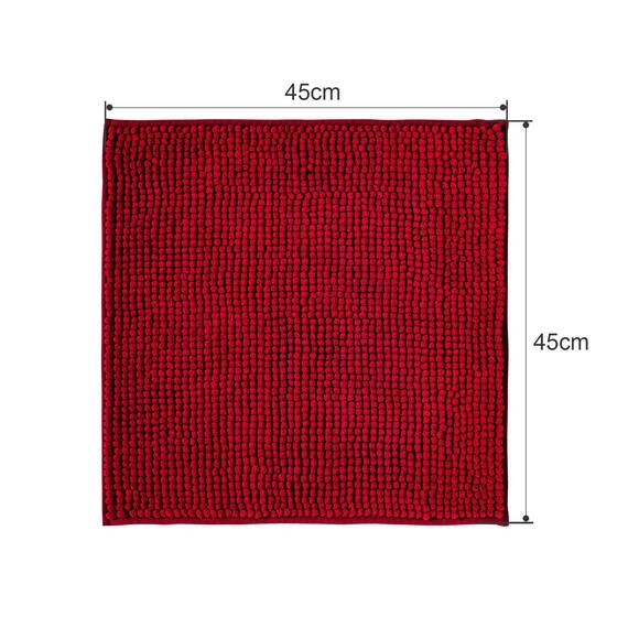 Decomira Badematte rutschfest | Als Badteppich Set kombinierbar | Badezimmer-Teppich Bad-Vorleger waschbar aus Chenille | Duschvorleger für Dusche, Badewannen, WC Vorleger | Rot - 45x45 cm