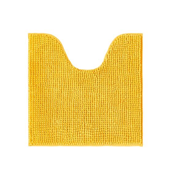 Decomira Badematte rutschfest WC Vorleger mit Ausschnitt | Als Badteppich Set kombinierbar | Badezimmer-Teppich Bad-Vorleger waschbar aus Chenille | Für freistehende Toiletten | Gelb - 45x45 cm