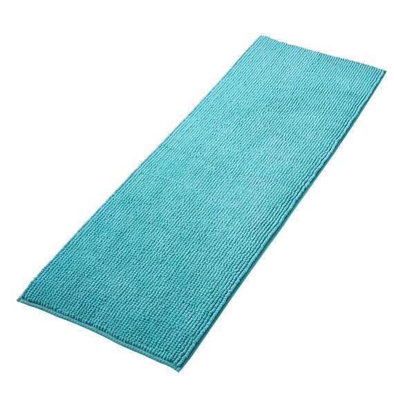 Decomira Badematte rutschfest | Als Badteppich Set kombinierbar | Badezimmer-Teppich Bad-Vorleger waschbar aus Chenille | Duschvorleger für Dusche, Badewannen, WC Deko | Petrol Türkis - 50x150 cm