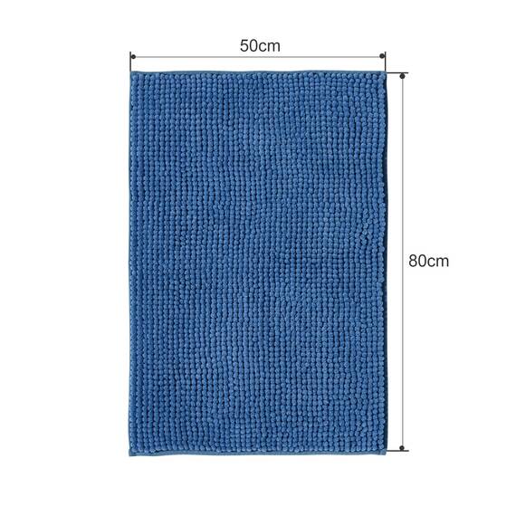 Decomira Badematte rutschfest | Als Badteppich Set kombinierbar | Badezimmer-Teppich Bad-Vorleger waschbar aus Chenille | Duschvorleger für Dusche, Badewannen, WC Deko | Blau - 50x80 cm