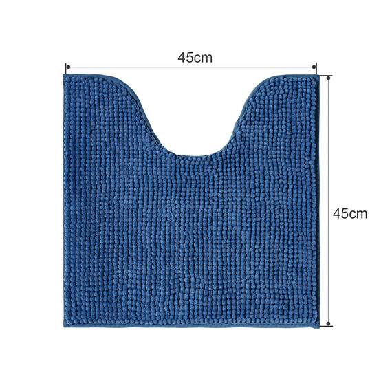 Decomira Badematte rutschfest WC Vorleger mit Ausschnitt | Als Badteppich Set kombinierbar | Badezimmer-Teppich Bad-Vorleger waschbar aus Chenille | Für freistehende Toiletten | Blau - 45x45 cm