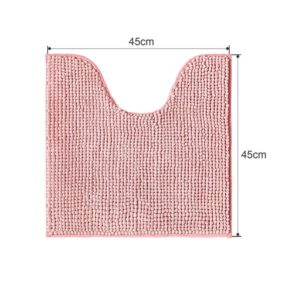 Decomira Badematte rutschfest WC Vorleger mit Ausschnitt | Als Badteppich Set kombinierbar | Badezimmer-Teppich Bad-Vorleger waschbar aus Chenille | Für freistehende Toiletten | Rosa - 45x45 cm
