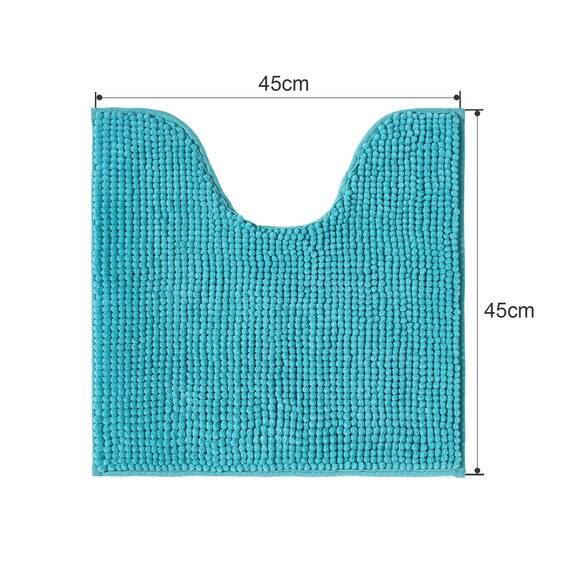 Decomira Badematte rutschfest WC Vorleger mit Ausschnitt | Als Badteppich Set kombinierbar | Chenille Badezimmer-Teppich Bad-Vorleger waschbar | Für freistehende Toiletten | Petrol Türkis - 45x45 cm