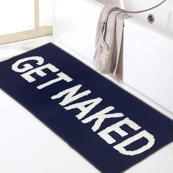 Zeeinx Get Naked Badematte, niedlicher Badezimmerteppich, rutschfeste Mikrofaser, lustige Badezimmer-Dekoration, maschinenwaschbar, marineblau, Badematte für Badewanne und Dusche, 45,7 x 119,4 cm