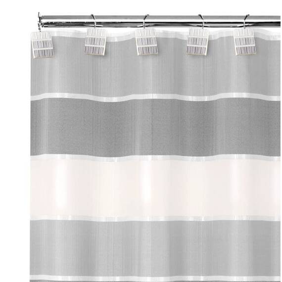 Zahari Home 13-teiliges Duschvorhang-Set mit modernem Design, grauer Duschvorhang und 12 Duschvorhanghaken, luxuriös, zeitgenössisch, modernes Duschvorhänge, Grau, stilvolles Duschvorhang-Set