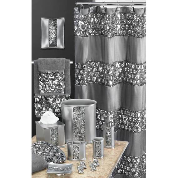 Zahari Home Sinatra 13-teiliges Badezimmer-Duschvorhang-Set, klassisch, luxuriös, mit einzigartigem Design und 12 Haken
