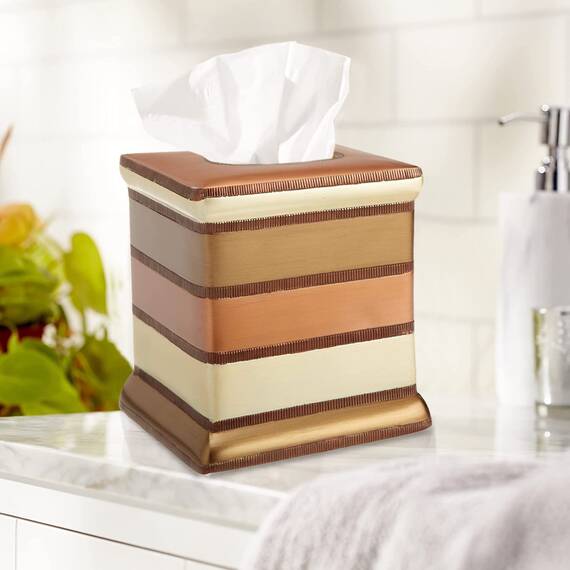 Zahari Home Contempo Luxus-Badzubehör-Set, Abfallkorb und Taschentuchbox, modern, klassisch, zeitgenössisch, dekorativ, schöne Designs, stilvolles Badezimmer-Zubehör-Set, 2-teilig