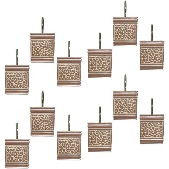 Zahari Home Sinatra 13-teiliges Badezimmer-Duschvorhang-Set, roséfarbener, luxuriöser Stoff mit 12 Haken, einzigartiges Design, glitzernd