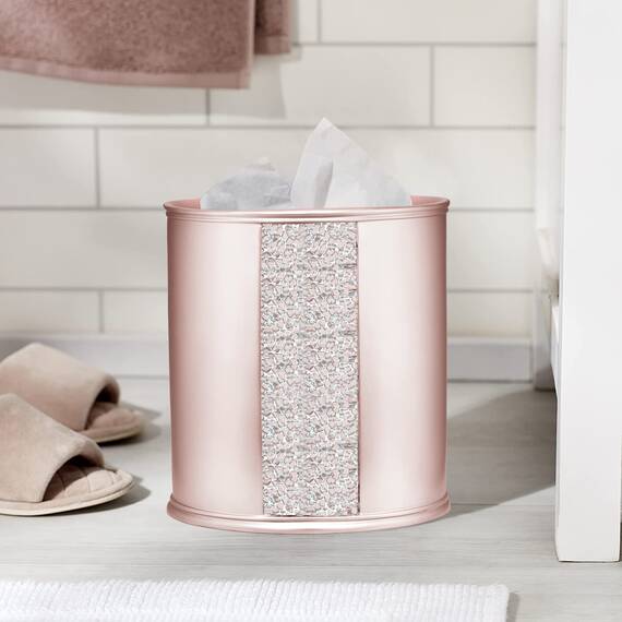 Zahari Home Sinatra Modernes Badezimmer-Zubehör-Set, Abfallkorb und Taschentuchbox, modern, dekorativ, schöne Designs, Badezimmer-Dekor-Set für Zuhause, Rouge, Badezimmer-Set, Mosaikglas