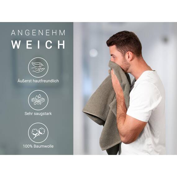 ZOLLNER 6er Set Handtücher in 50x100 cm - besonders weiche und saugstarke Gästehandtücher in braun - mit praktischem Aufhänger - waschbar bis 95°C - Baumwolle - Hotelqualität