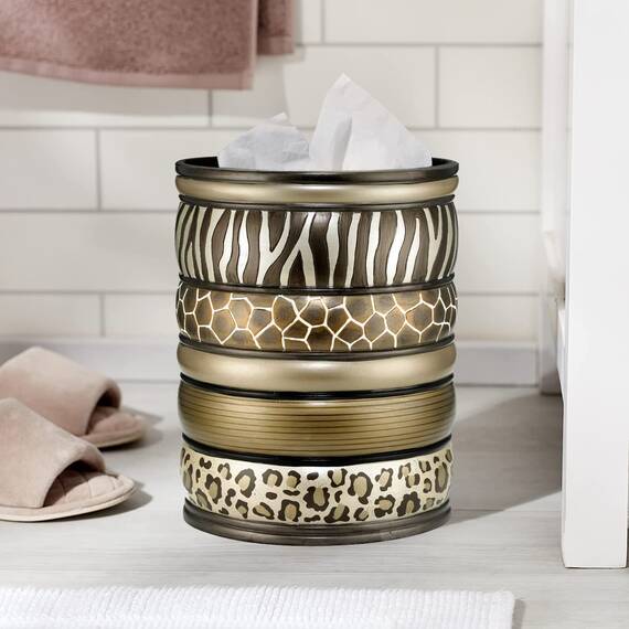 Zahari Home 2-teiliges Safari-Streifen-Set, modernes Badezimmer-Zubehör-Set, Abfallkorb und Taschentuchbox, modern, klassisch, Badezimmer-Dekor-Set für Zuhause, luxuriöse Badezimmer-Sets