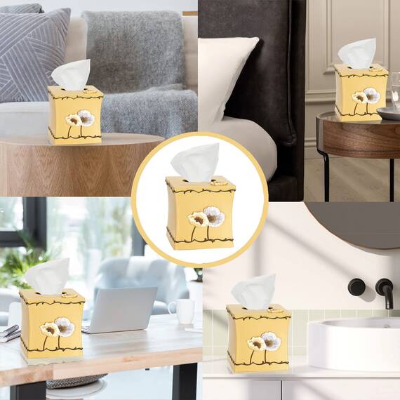 Zahari Home Modernes Badezimmer-Zubehör-Set mit Mohnblumenfeldern, Abfallkorb und Taschentuchbox, modern, klassisch, zeitgenössisch, Badezimmer-Dekor-Set für Zuhause, luxuriöses gelbes Bad-Set
