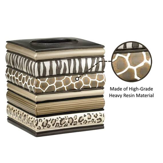 Zahari Home 2-teiliges Safari-Streifen-Set, modernes Badezimmer-Zubehör-Set, Abfallkorb und Taschentuchbox, modern, klassisch, Badezimmer-Dekor-Set für Zuhause, luxuriöse Badezimmer-Sets