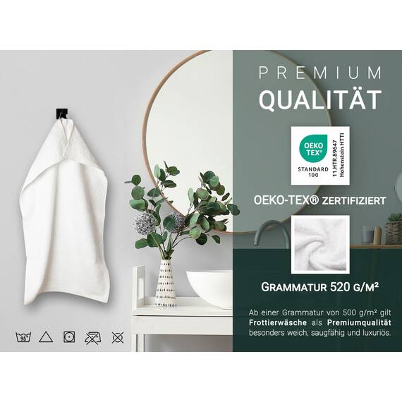 ZOLLNER 6er Set Handtücher in 50x100 cm - besonders weiche und saugstarke Gästehandtücher in weiß - mit praktischem Aufhänger - waschbar bis 95°C - Baumwolle - Hotelqualität
