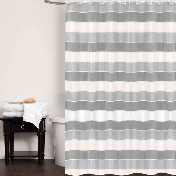 Zahari Home 13-teiliges Duschvorhang-Set mit modernem Design, grauer Duschvorhang und 12 Duschvorhanghaken, luxuriös, zeitgenössisch, modernes Duschvorhänge, Grau, stilvolles Duschvorhang-Set