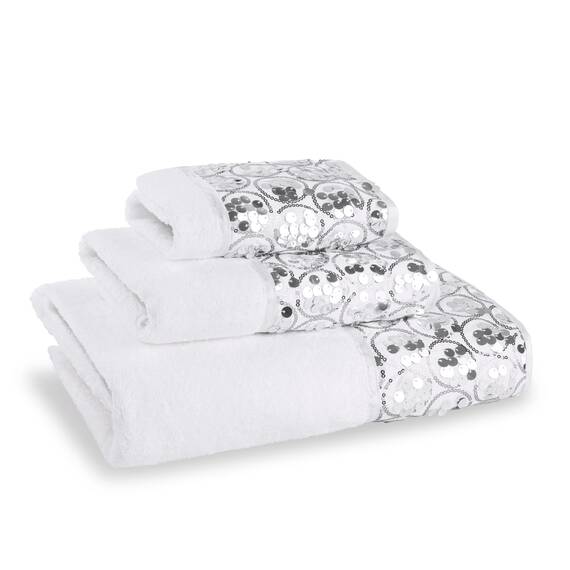 Zahari Home Sinatra Modernes Badezimmer-Handtuch-Set, 3-teiliges Handtuch, Badetuch, Handtuch und Waschhandtuch, luxuriös, zeitgenössisch, Dekoration, glitzernd, weich, plüschig und sehr saugfähig