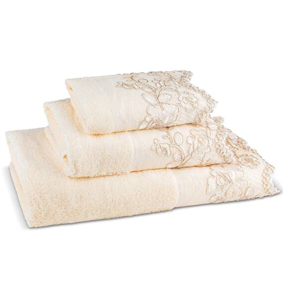 Zahari Home Rose Vine Badezimmer Handtuch Set 3 Stück Handtuch Badetuch, Handtuch und Waschhandtuch Moderne Dekor Schönes einzigartiges Design Stilvolle Badetuch-Sets Beige Handtuch-Set