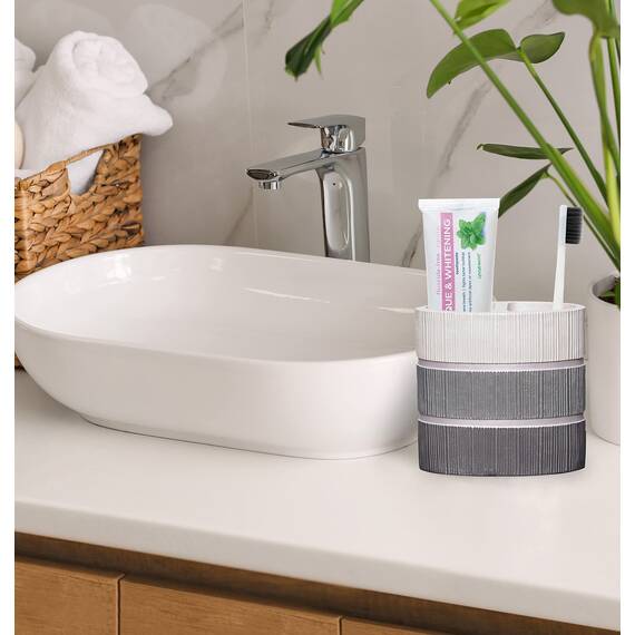 Zahari Home 4-teiliges modernes Badezimmer-Zubehör-Set, moderner Seifenspender, Becher, Zahnbürstenhalter und Seifenhalter, luxuriös, zeitgenössisch, einzigartiges Design, luxuriöses Bad-Set