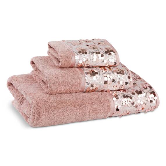 Zahari Home Sinatra Modernes Badezimmer-Handtuch-Set, 3-teiliges Handtuch, Rouge-Badetuch, Handtuch und Waschhandtuch, luxuriös, Bling Blush Badetuch-Sets, weicher Plüsch und sehr saugfähig