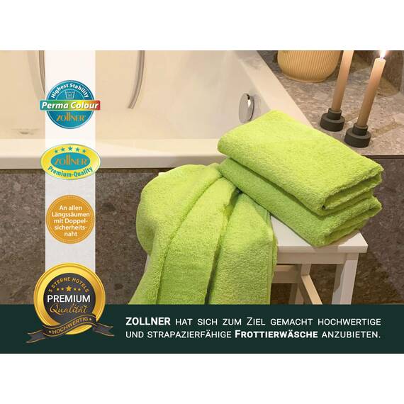 ZOLLNER 3er Set Duschtücher in 70x140 cm - besonders weiche und saugstarke Handtücher in grün - mit praktischem Aufhänger - waschbar bis 95°C - Baumwolle - Hotelqualität
