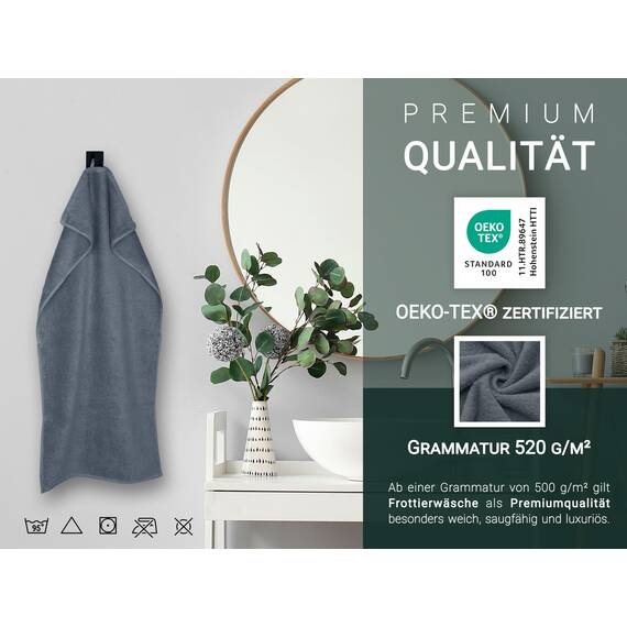 ZOLLNER 6er Set Handtücher in 50x100 cm - besonders weiche und saugstarke Gästehandtücher in grau - mit praktischem Aufhänger - waschbar bis 95°C - Baumwolle - Hotelqualität