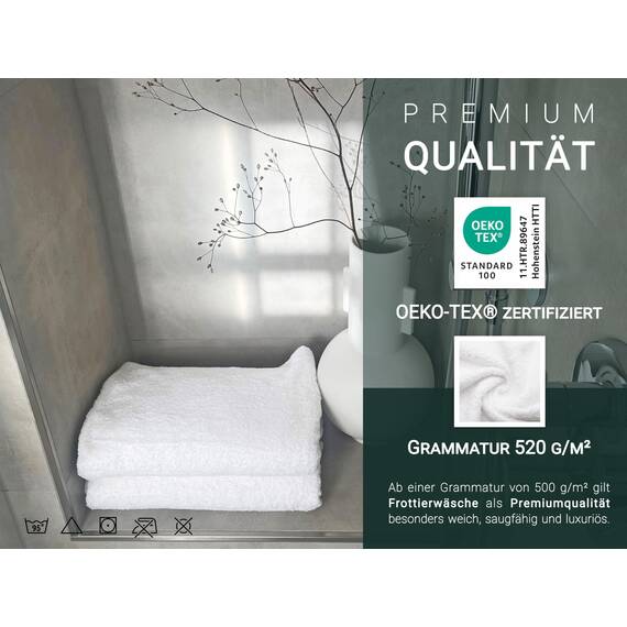 ZOLLNER 3er Set Duschtücher in 70x140 cm - besonders weiche und saugstarke Handtücher in weiß - mit praktischem Aufhänger - waschbar bis 95°C - Baumwolle - Hotelqualität