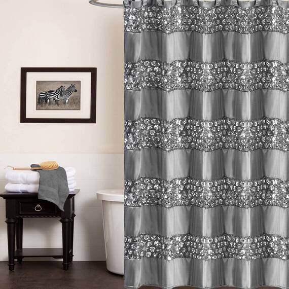 Zahari Home Sinatra 13-teiliges Badezimmer-Duschvorhang-Set, klassisch, luxuriös, mit einzigartigem Design und 12 Haken