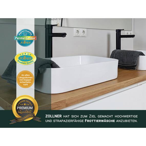 ZOLLNER 6er Set Handtücher in 50x100 cm - besonders weiche und saugstarke Gästehandtücher in dunkelgrau - mit praktischem Aufhänger - waschbar bis 95°C - Baumwolle - Hotelqualität