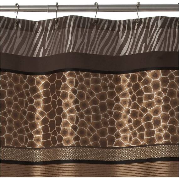 Zahari Home 13-teiliges Badezimmer-Duschvorhang-Set mit Safari-Streifen-Motiv, Animal Print, Western-Stil, luxuriöser, rustikaler Duschvorhang aus Stoff und 12 Haken, einzigartiges Design