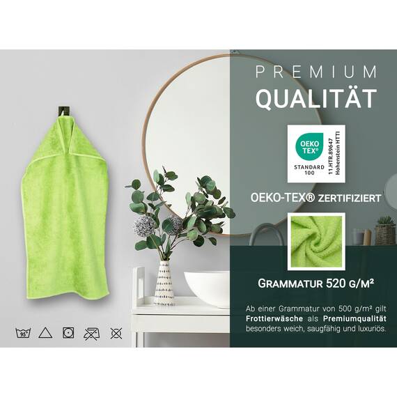 ZOLLNER 6er Set Handtücher in 50x100 cm - besonders weiche und saugstarke Gästehandtücher in grün - mit praktischem Aufhänger - waschbar bis 95°C - Baumwolle - Hotelqualität