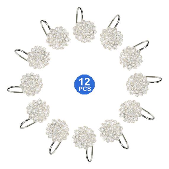 Zahari Home Rose Vine 13-teiliges Badezimmer-Duschvorhang-Set, transparenter Duschvorhang und 12 Haken, modern, klassisch, luxuriös, zeitgenössisches Dekor, beiger Duschvorhang