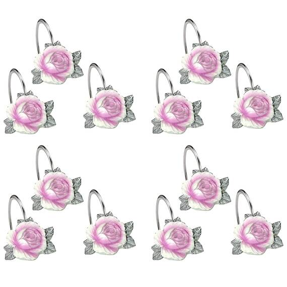 Zahari Home Michelle Badezimmer-Duschvorhang-Sets, Duschvorhang und 12 Haken für Dusche und Badezimmer, modern, klassisch, luxuriös, zeitgenössisch, Dekoration, stilvolles Bad-Set, 13-teiliges Set