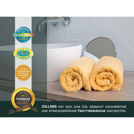 ZOLLNER 6er Set Handtücher in 50x100 cm - besonders weiche und saugstarke Gästehandtücher in gelb - mit praktischem Aufhänger - waschbar bis 95°C - Baumwolle - Hotelqualität