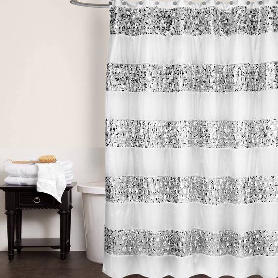 Zahari Home Sinatra Badezimmer-Duschvorhang-Set, 13-teilig, klassischer weißer Duschvorhang und Haken, einzigartiges Design