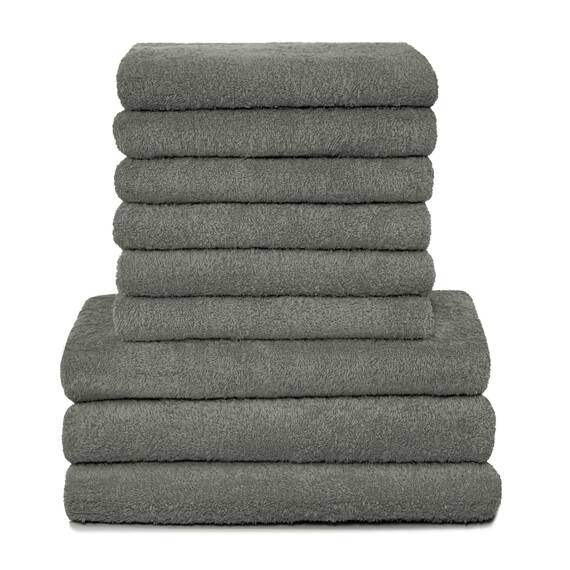 ZOLLNER 9tlg. Handtuch Set aus 6X Handtücher (ca. 50x100 cm), 3X Duschtücher (ca. 70x140 cm), besonders weich und saugstark, waschbar bis 95°C, Baumwolle, Taupe