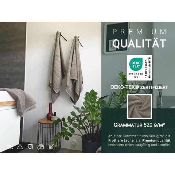 ZOLLNER 3er Set Duschtücher in 70x140 cm - besonders weiche und saugstarke Handtücher in braun - mit praktischem Aufhänger - waschbar bis 95°C - Baumwolle - Hotelqualität
