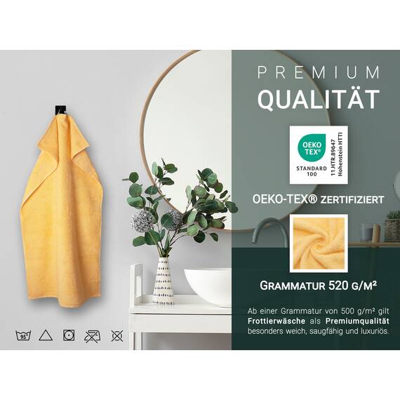ZOLLNER 6er Set Handtücher in 50x100 cm - besonders weiche und saugstarke Gästehandtücher in gelb - mit praktischem Aufhänger - waschbar bis 95°C - Baumwolle - Hotelqualität