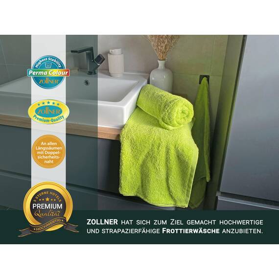 ZOLLNER 6er Set Handtücher in 50x100 cm - besonders weiche und saugstarke Gästehandtücher in grün - mit praktischem Aufhänger - waschbar bis 95°C - Baumwolle - Hotelqualität