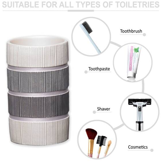 Zahari Home 4-teiliges modernes Badezimmer-Zubehör-Set, moderner Seifenspender, Becher, Zahnbürstenhalter und Seifenhalter, luxuriös, zeitgenössisch, einzigartiges Design, luxuriöses Bad-Set
