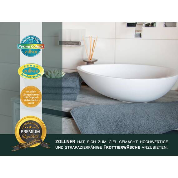 ZOLLNER 6er Set Handtücher in 50x100 cm - besonders weiche und saugstarke Gästehandtücher in grau - mit praktischem Aufhänger - waschbar bis 95°C - Baumwolle - Hotelqualität