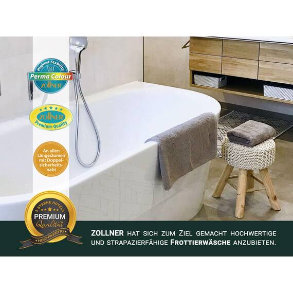 ZOLLNER 3er Set Duschtücher in 70x140 cm - besonders weiche und saugstarke Handtücher in braun - mit praktischem Aufhänger - waschbar bis 95°C - Baumwolle - Hotelqualität
