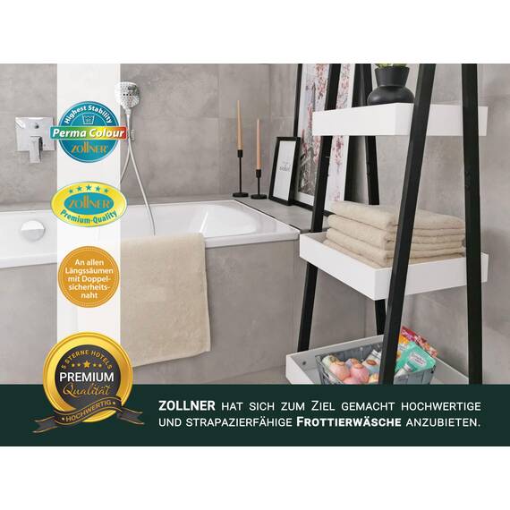 ZOLLNER 3er Set Duschtücher in 70x140 cm - besonders weiche und saugstarke Handtücher in beige - mit praktischem Aufhänger - waschbar bis 95°C - Baumwolle - Hotelqualität