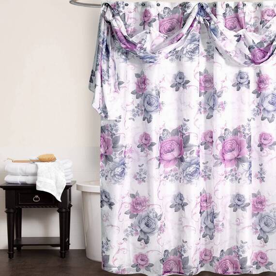 Zahari Home Michelle Badezimmer-Duschvorhang-Sets, Duschvorhang und 12 Haken für Dusche und Badezimmer, modern, klassisch, luxuriös, zeitgenössisch, Dekoration, stilvolles Bad-Set, 13-teiliges Set