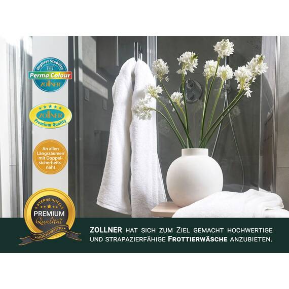 ZOLLNER 3er Set Duschtücher in 70x140 cm - besonders weiche und saugstarke Handtücher in weiß - mit praktischem Aufhänger - waschbar bis 95°C - Baumwolle - Hotelqualität