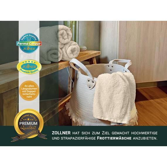 ZOLLNER 6er Set Handtücher in 50x100 cm - besonders weiche und saugstarke Gästehandtücher in beige - mit praktischem Aufhänger - waschbar bis 95°C - Baumwolle - Hotelqualität