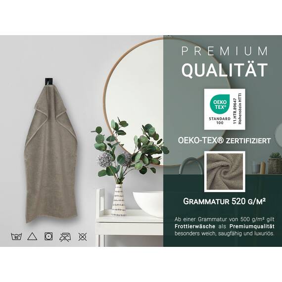 ZOLLNER 6er Set Handtücher in 50x100 cm - besonders weiche und saugstarke Gästehandtücher in braun - mit praktischem Aufhänger - waschbar bis 95°C - Baumwolle - Hotelqualität