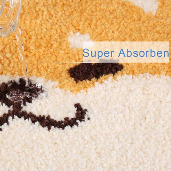 Ankah Shaggy Bath Mat Shower Rug, Soft and Comfortable, High Absorbent and Anti Slip, Machine Washable Fit for Bathtub, Shower and Bath Room 18" x 26" (Cute Dog)